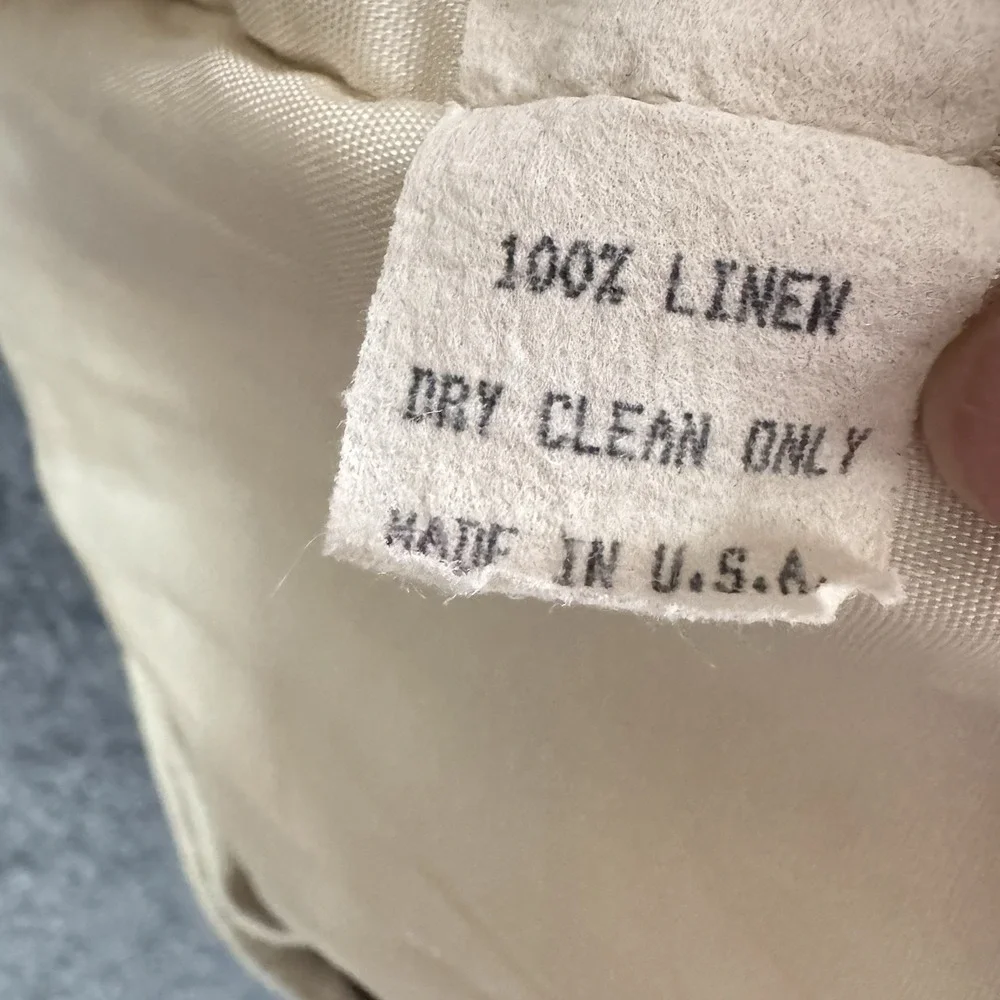 Linen Pleated Pants 38x32 Khaki Oatmeal Vtg Y2k TrousersCuffed Old Money USA